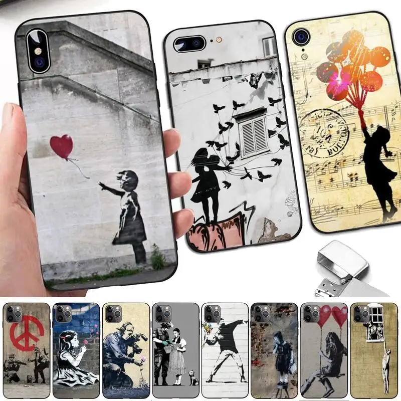 

LVTLV Street Art Banksy Graffiti Phone Case for iPhone 11 12 13 mini pro XS MAX 8 7 6 6S Plus X 5S SE 2020 XR cover