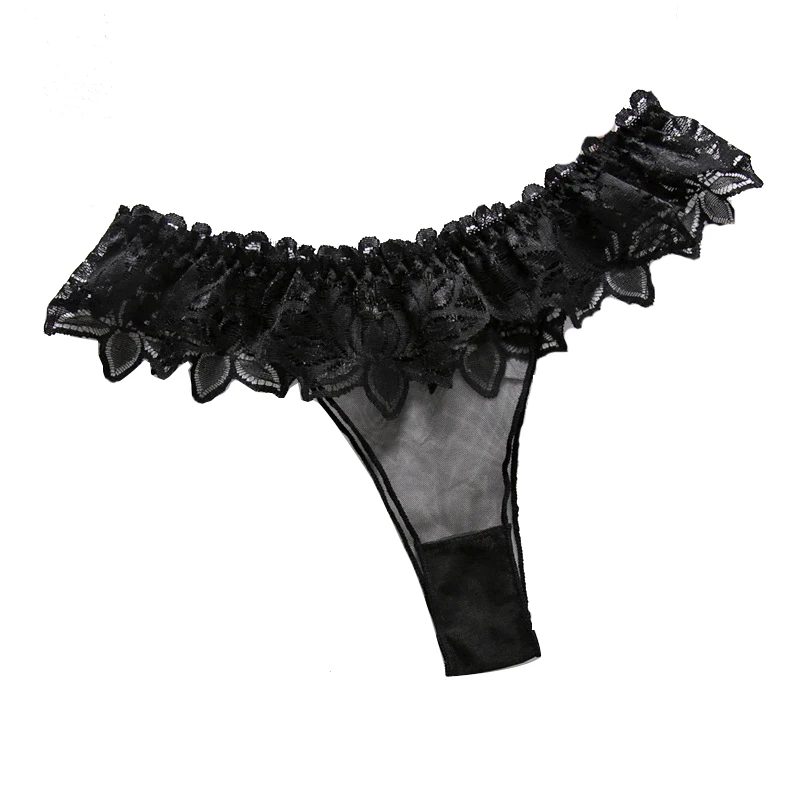 

AIIOU Sexy Women Exotic Lace See Through Women's G String and Thong Breathable Mesh Low Waist Sexy Lingerie Underwear Silk Thong