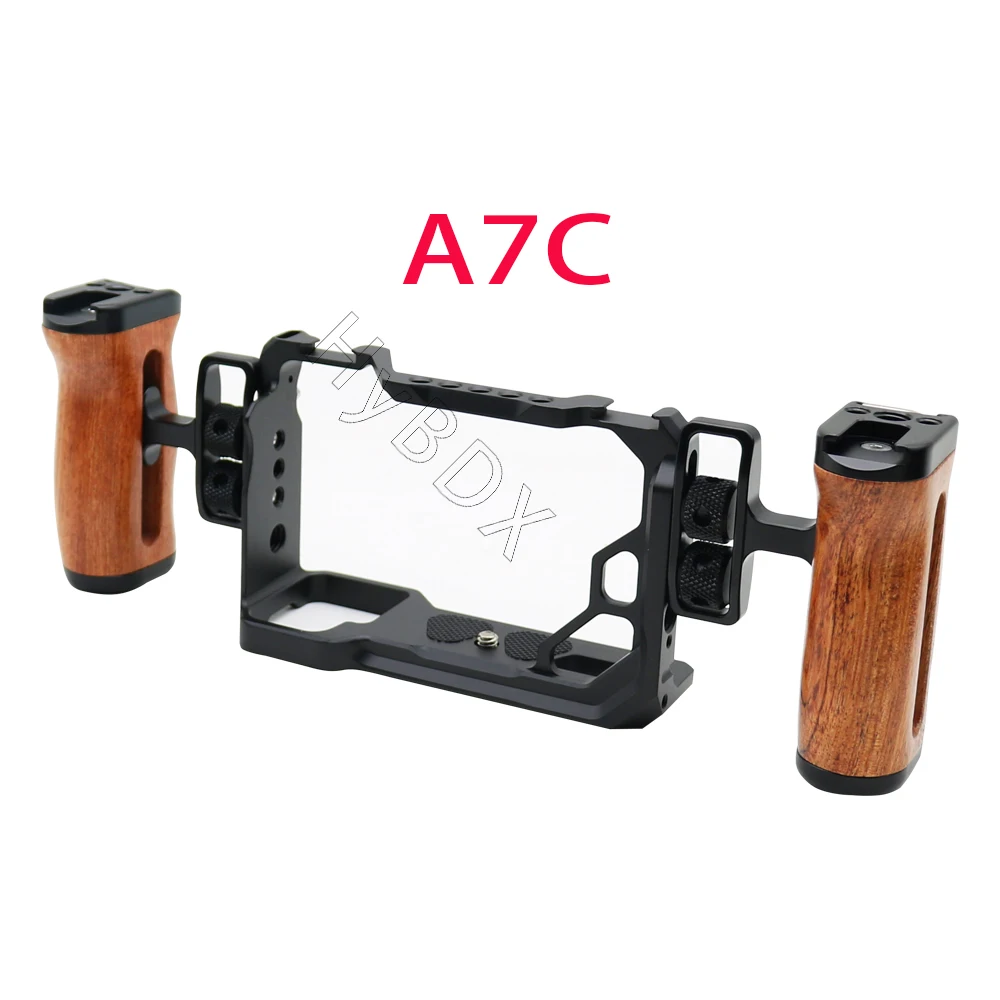 Universal Camera Cage Left /Right  Side Handle for Sony Canon Nikon Camera Cage Wooden Handle Grip Cold Shoe for Mic Video Light
