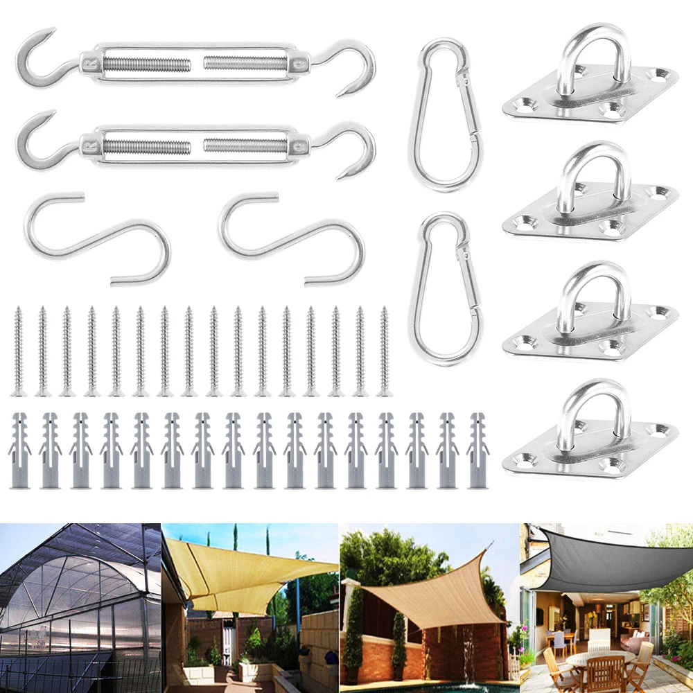 

L Garden Sun Shade Sail Fixing Kit Awning Attachment Fittings Canopy Accessories
