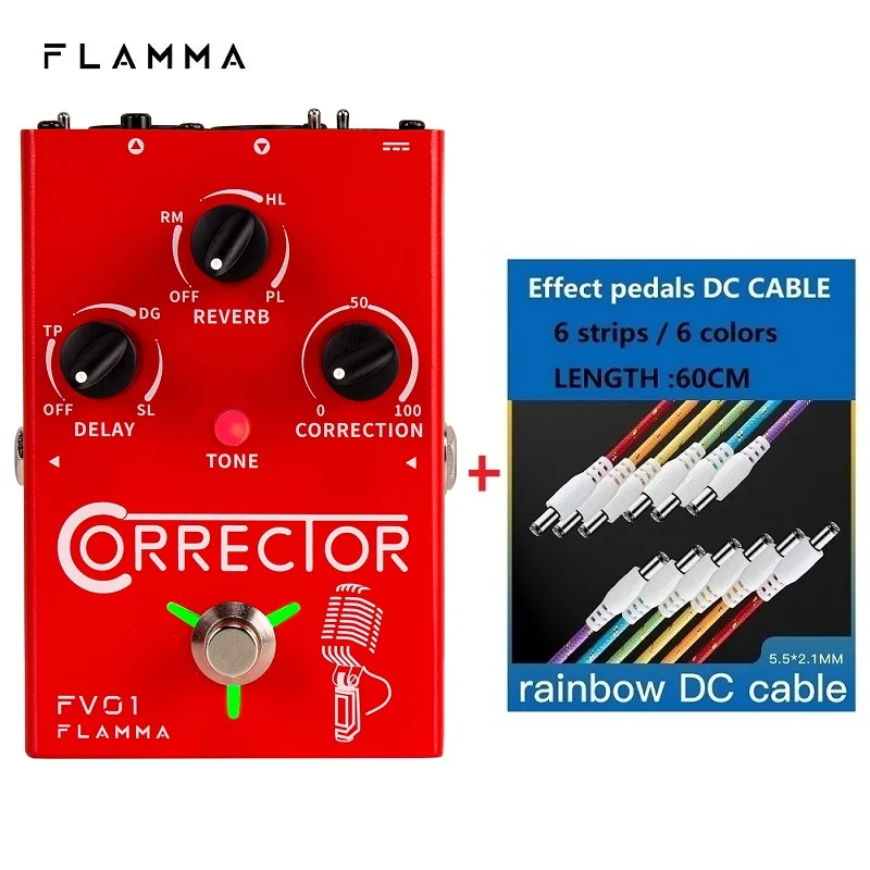 

FLAMMA FV01 DC line Vocal Effects Processor Pitch Correction with Delay Reverb Effects for Microphone Amplifier Stompbox Guitar