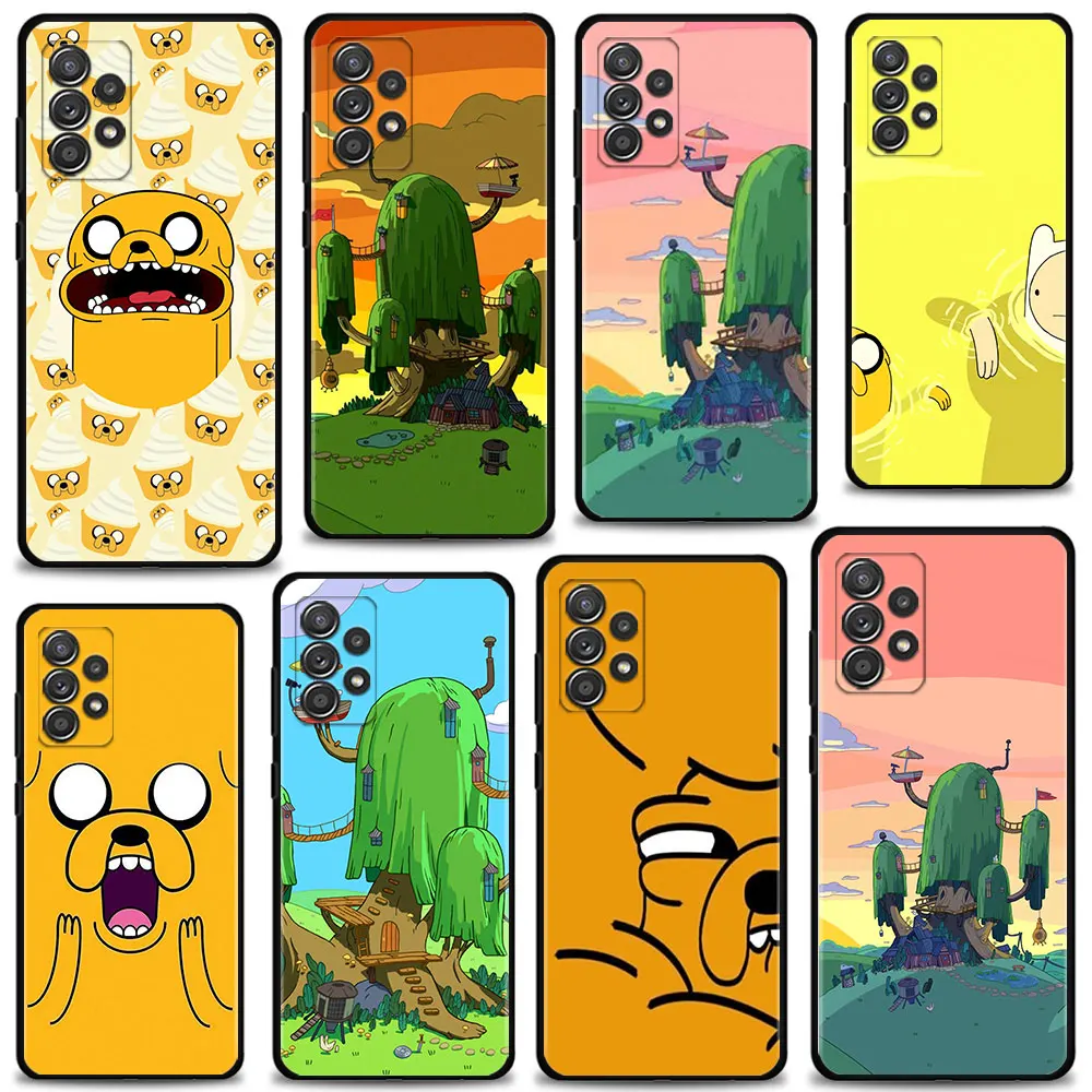 

For Samsung A31 A41 A51 A71 A32 4G A72 A02s A21s A12 A52 A53 A52s 5G A03s A73 Back Black Cartoon-Adventuretime Phone Cover