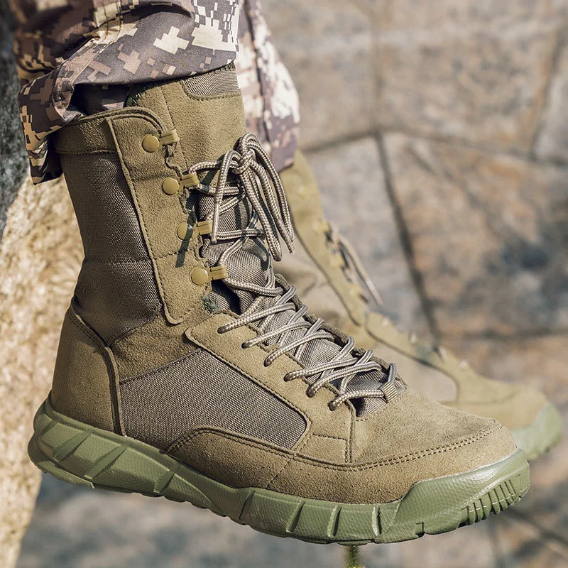 

Men's Outdoor Desert Tactical Boots Army Green Ultralight Breathable Spring Autumn Hiking Training Shoes Combat Military