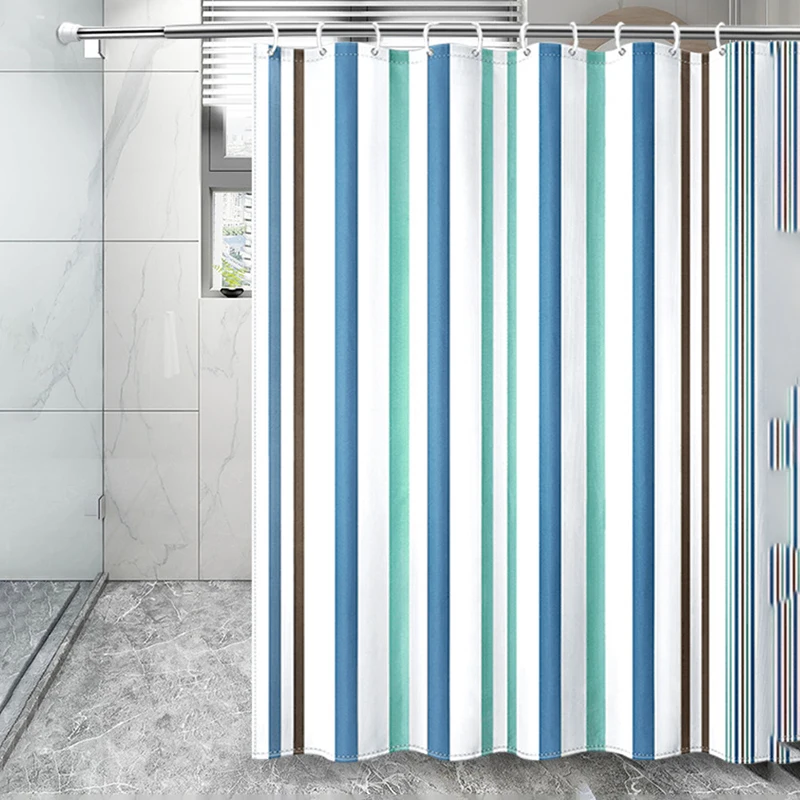 

Simple Striped Shower CurtainReinforced Waterproof Polyester Fabric Curtain