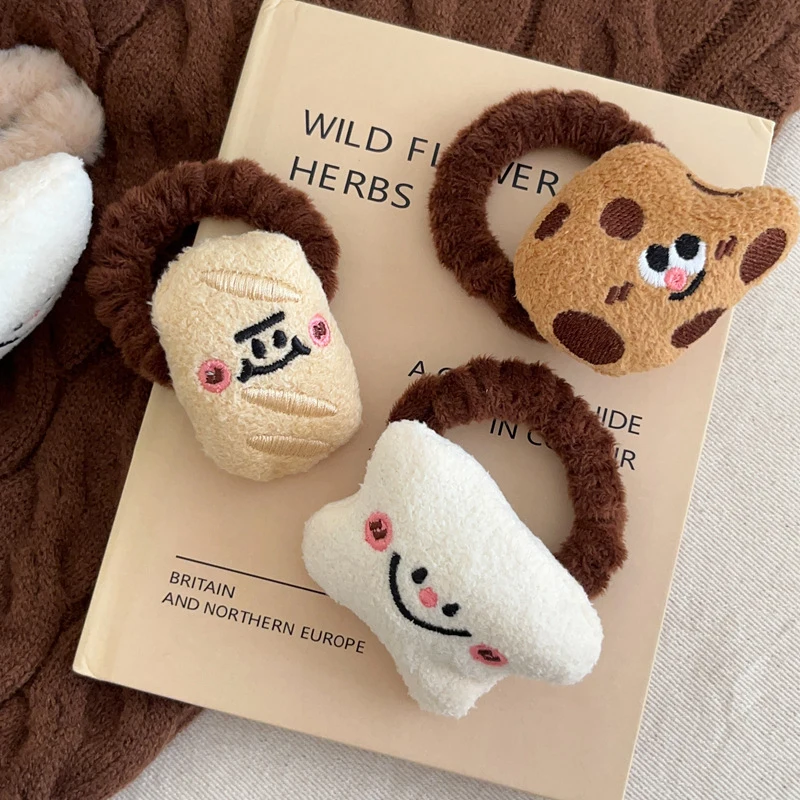 Мультяшное забавное печенье хлеб плюшевая веревка для волос женщин и девочек