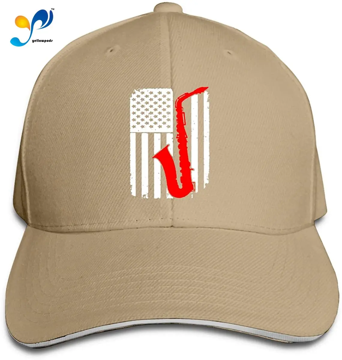 

Saxophone American Flag Men Cotton Classic Baseball Cap Adjustable Size