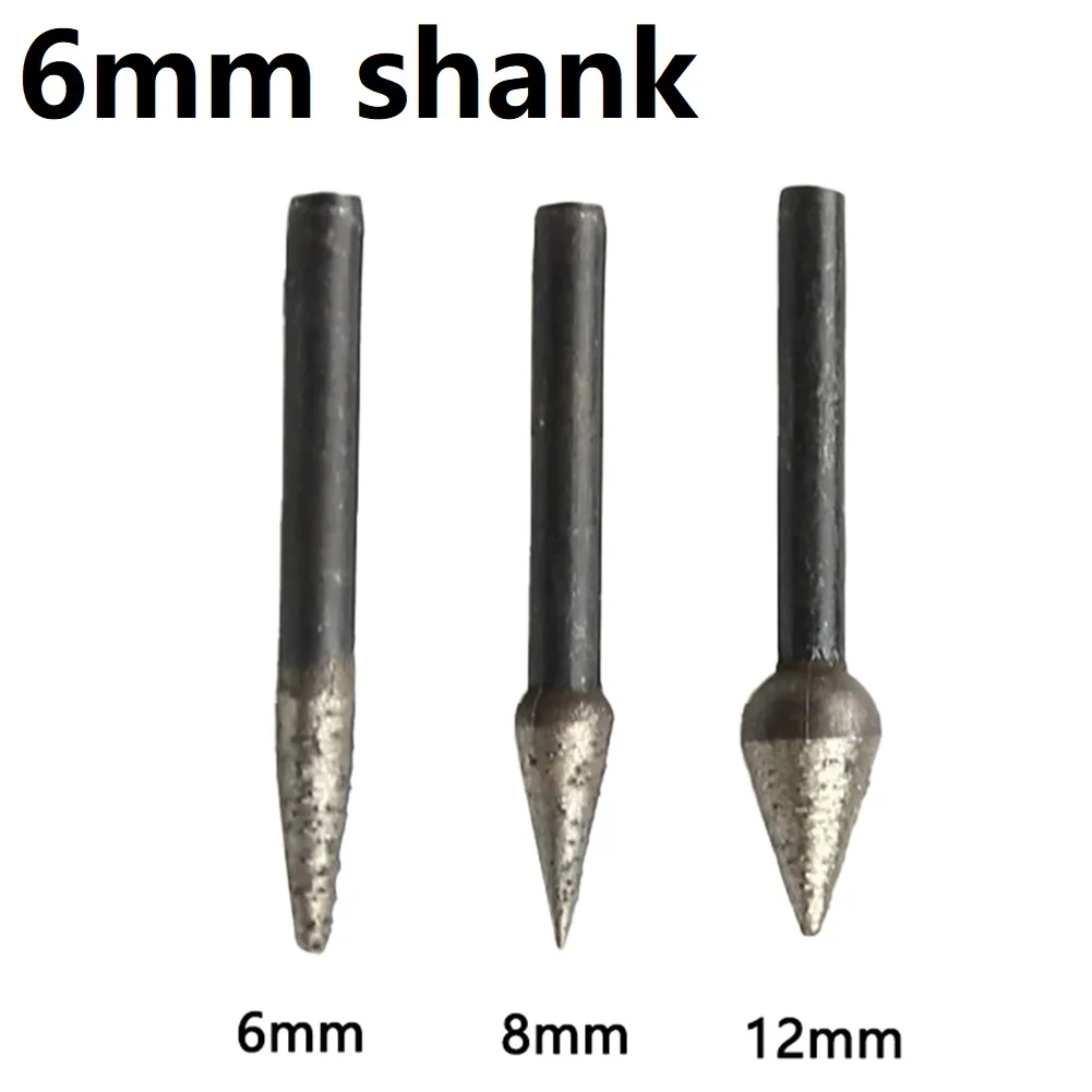 

1pc 6mm Shank Mounted Diamond Sintered Grinding Head Grinding Abrasive Point For Hand Electric Drill Stone Engraving Carving