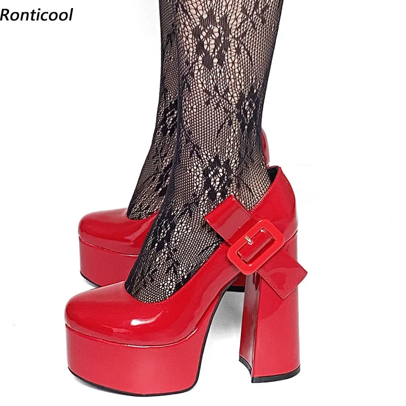 Ronticool/Новое поступление женские туфли-лодочки на платформе массивном каблуке с