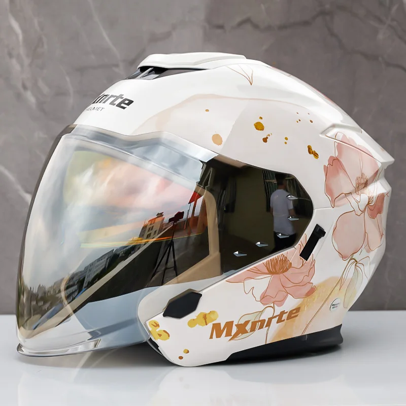 Одобренный DOT Mxnrte розовый шлем Lotus Pond для мужчин и женщин полушлем с двойными
