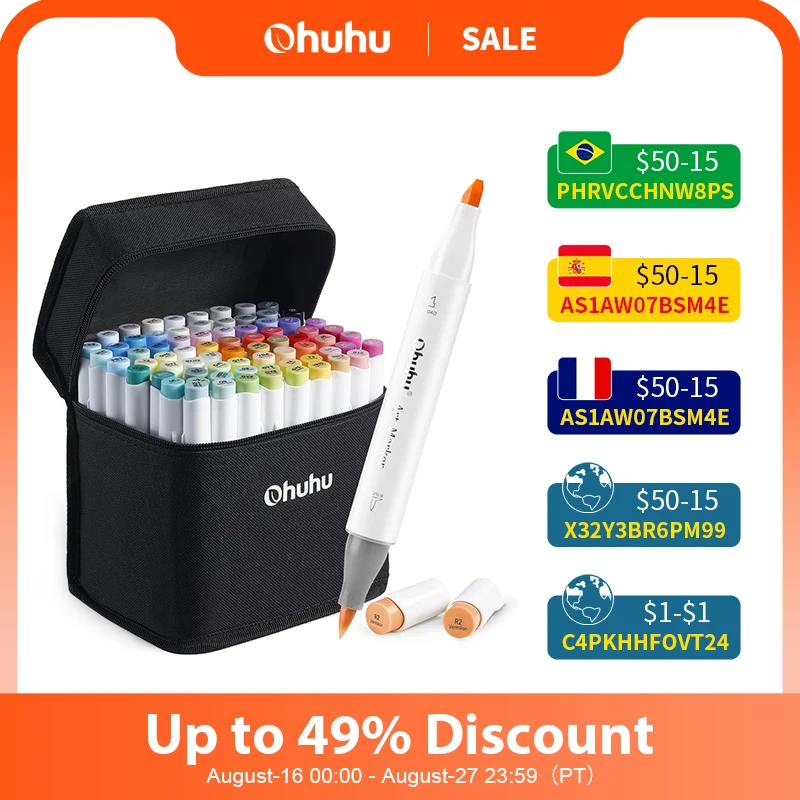 Oily Art Marker Set Double Head Coloring Manga Sketching Drawing Alcohol Felt Pen School Supplies