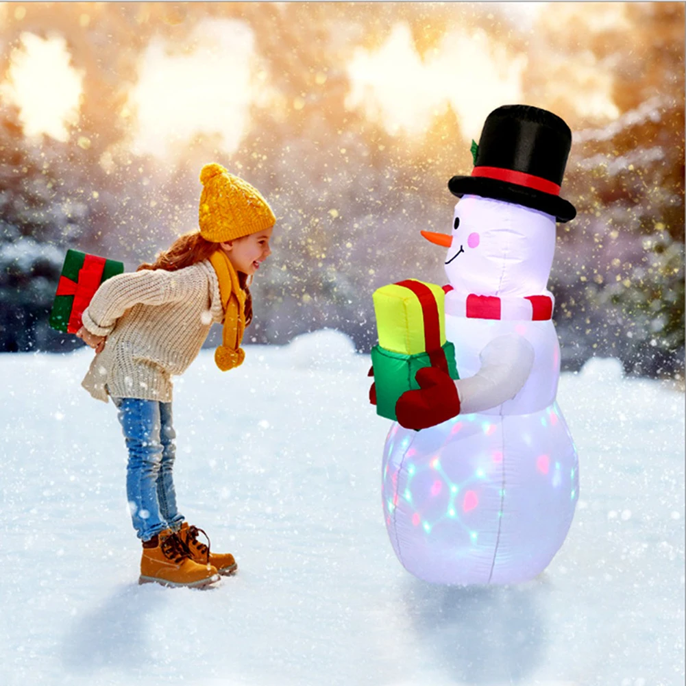 

4.9FT Inflatable Frosty Snowman Waterproofing Lighted Snowmen Blow Up Inflatable Snowman Snowflake for Indoor/Outdoor Garden