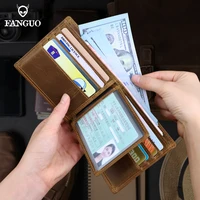 cow leather men wallets with coin pocket vintage male purse function brown genuine leather men wallet with card holders