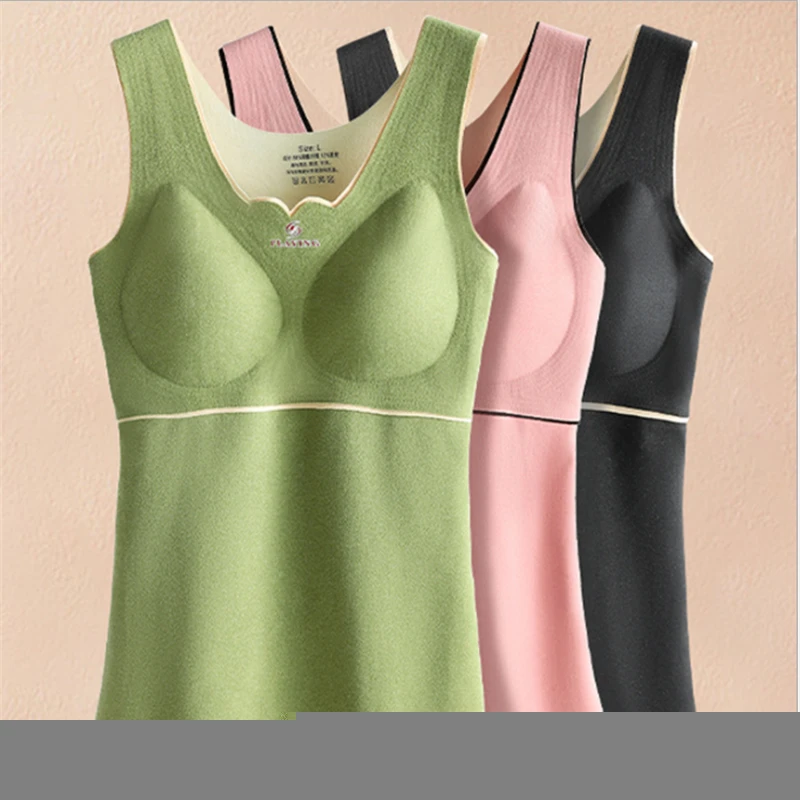 

Осенне-зимнее термобелье, женское Бесшовное облегающее нижнее белье с бархатным утеплением, латексные накладки на грудь, модель 2022