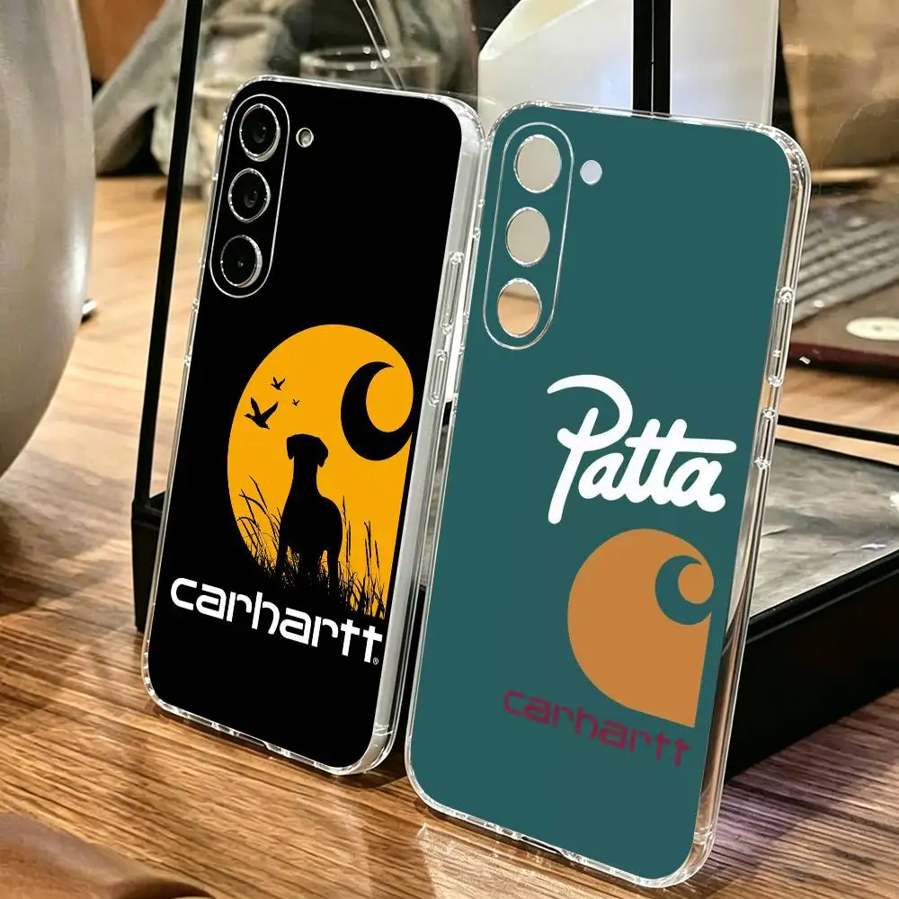 Фото Подарочный чехол для телефона C-Carhartt V-Vintage Logo для Samsung A10,12,20,21S,30,31,40,50,51,52,70,71, прозрачный чехол №1