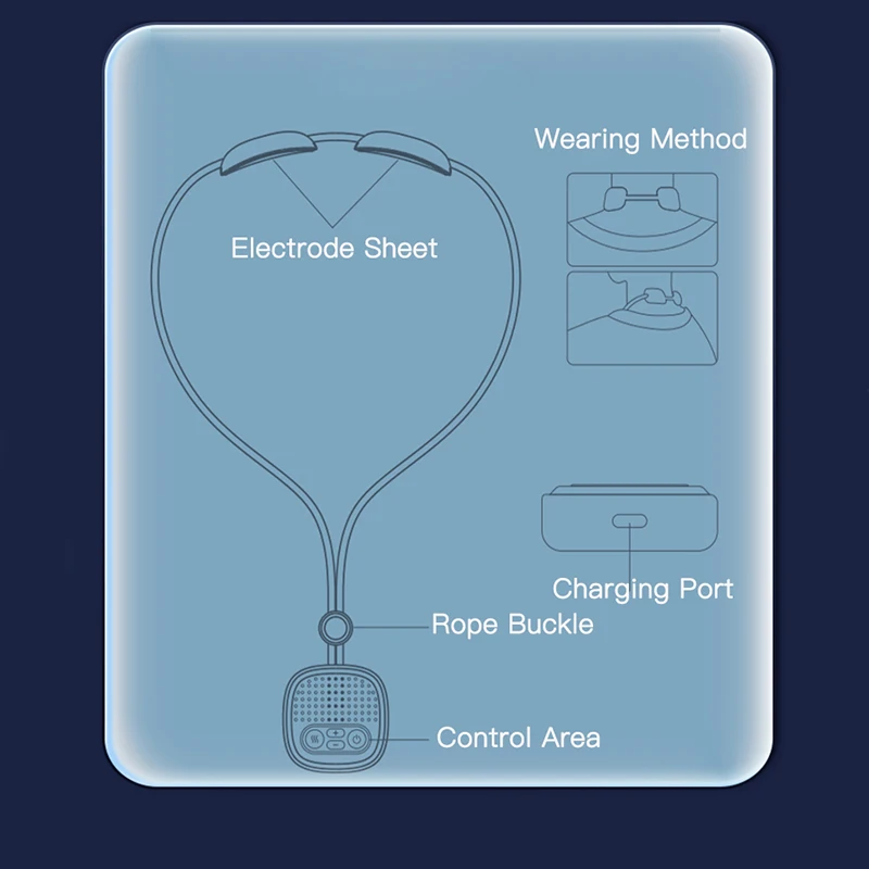 Massager For Neck Electric Mini Hot Compress EMS Pulse Hanging Pendant Cervical Spine Massage Pain Relief Tool Blue |