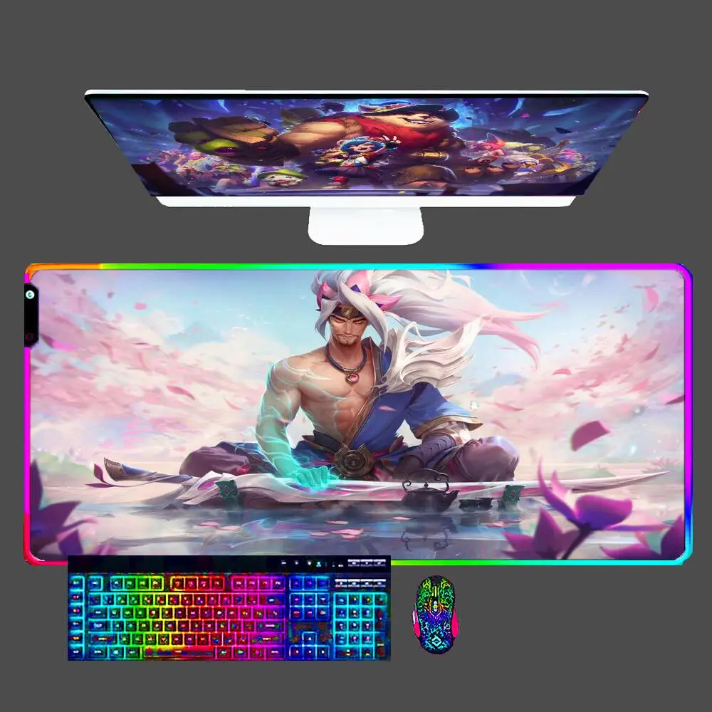 

Yasuo League Of Legends RGB 900*400 Large Mouse Pad Office Desk Mats PC Gaming Accessories XXL LED Mouse Pad Laptop Keyboard Mat