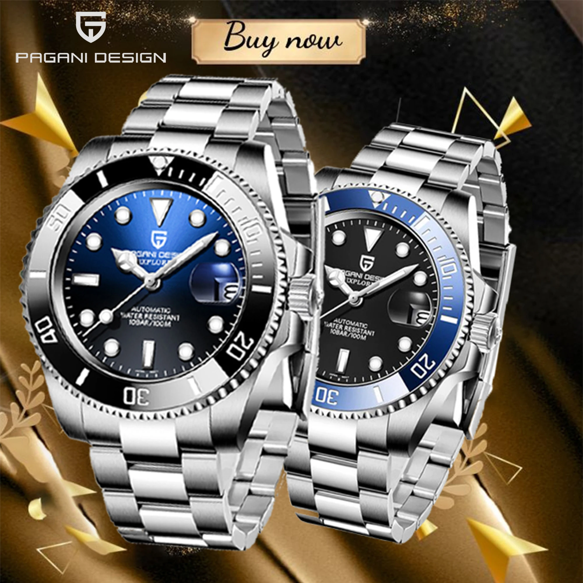 

PAGANI DESIGN Men's Mechanical Wristwatches Luxury Brand Mens Watch NH35 100m Waterproof Sapphire Diving Watch reloj hombre
