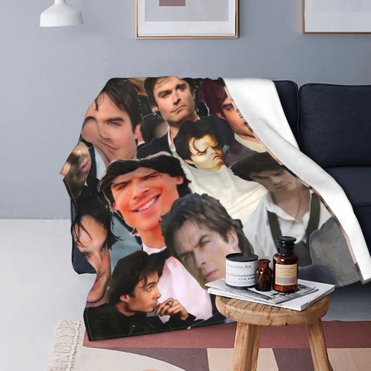 

Флисовые одеяла для фотоколлажей Ian Somerhalder, всесезонные многофункциональные мягкие одеяла для кровати, уличное плюшевое тонкое одеяло