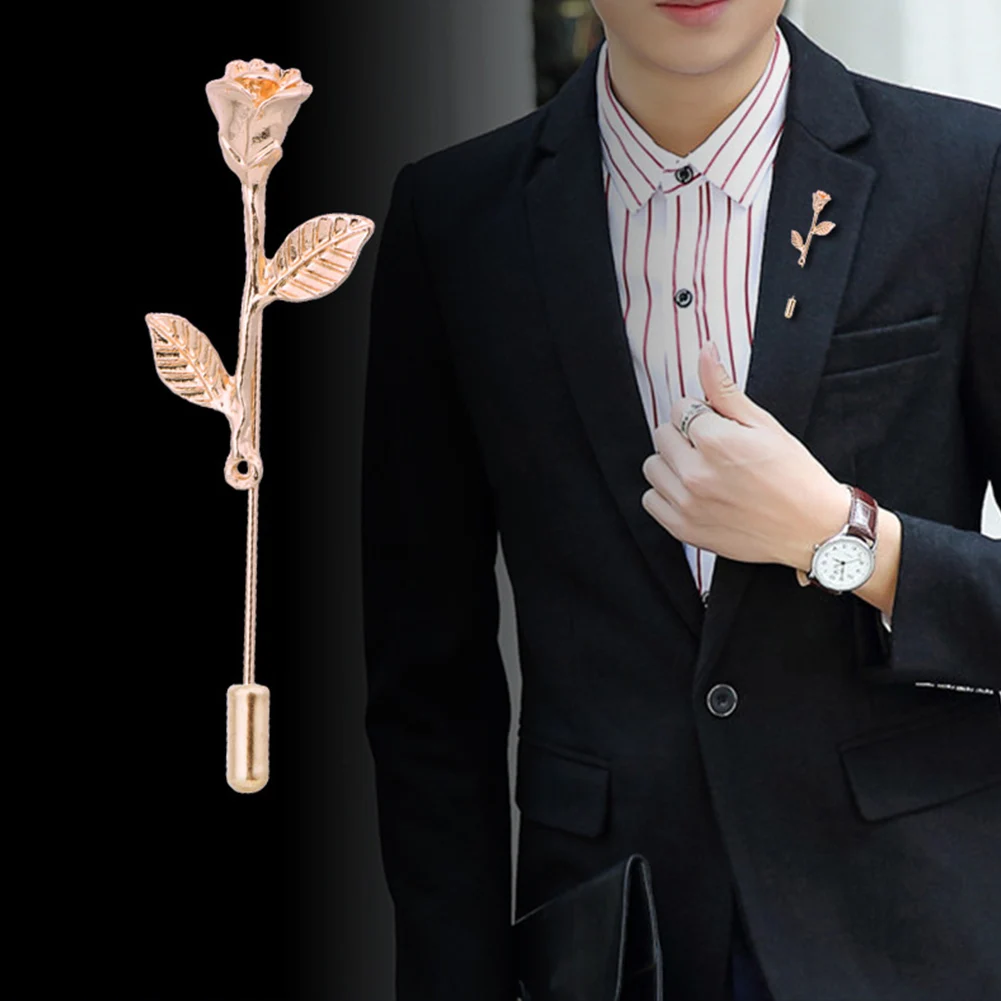 

Men's Advanced Chic Brooches Leaf Rose Flower Pin Suit Shawl Lapel Pins Corsage Hat Shirt Collar Pin Party Daily Accessory 2023