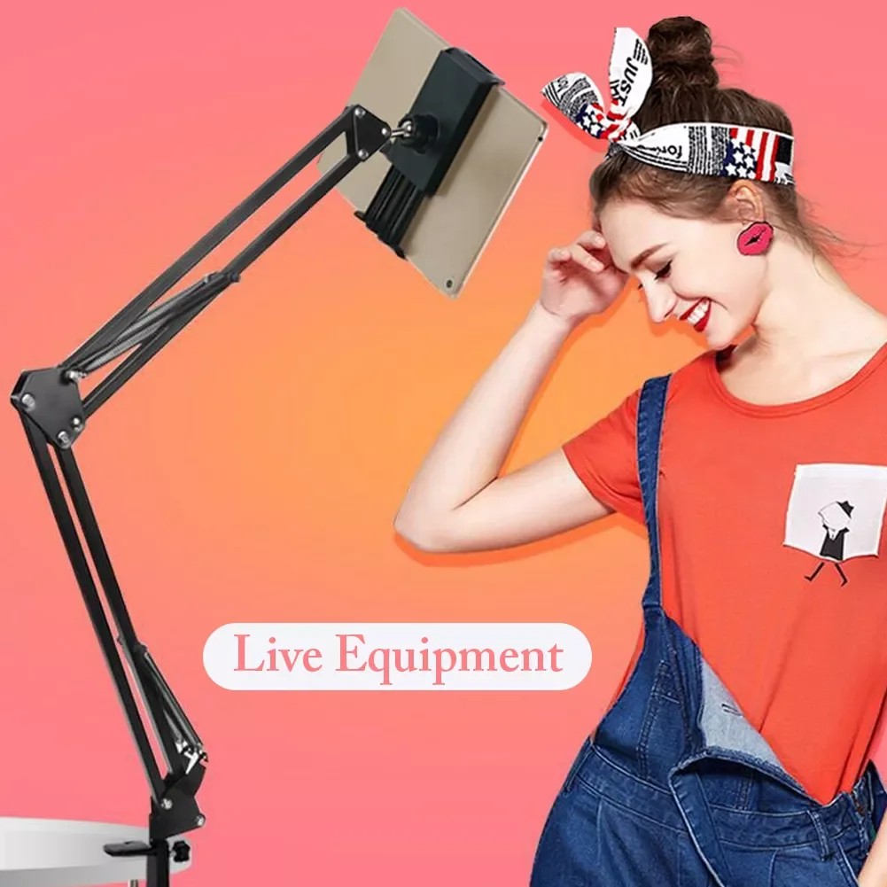 

Регулируемый складной держатель для планшета, кронштейн для телефона для IPad, вращающаяся на 360 градусов стойка, прочные держатели из алюмин...