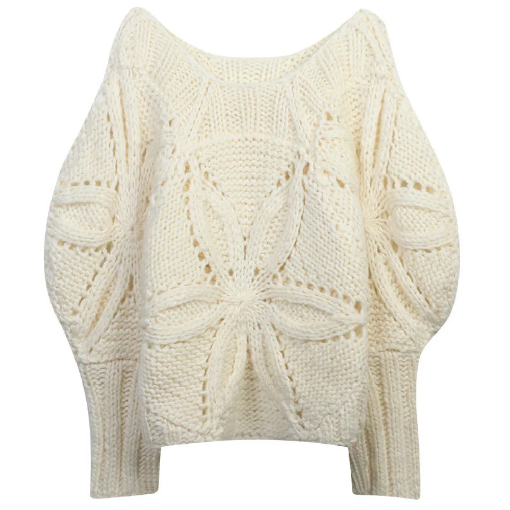 

Oversized Sweater Women Knitted Pullover Ladies Solid Slash Neck Long Sleeve Jumpers Female Loose Fashion Tops Sueter Feminino