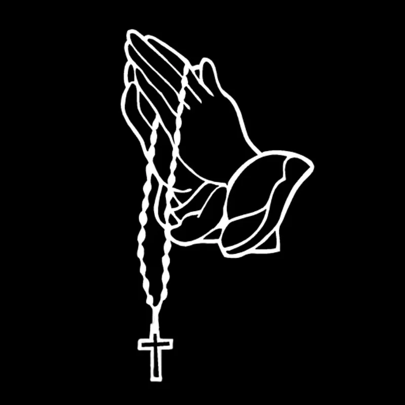 Веселый персонализированный наклейка на автомобиль с изображением молитвенной руки ПВХ для бампера, окна и всего кузова черно-белая 17см*10см.