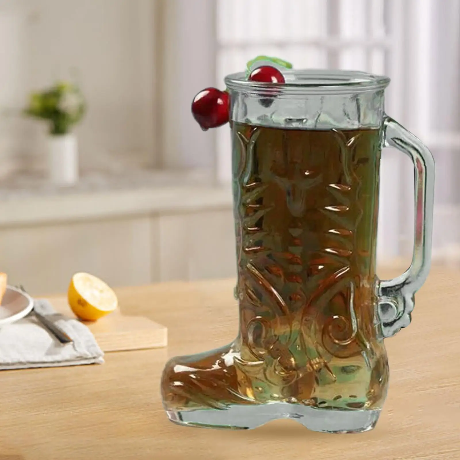 

Large Beer Glass Cowboy Boot Glassware Drinking Mug Reusable Western 500ml Beer Stein for Oktoberfest Margarita