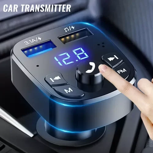 

Version 5.0 FM Transmitter Car Player Kit Card Car Charger Quick With QC3.0 Dual USB Voltmeter & AUX IN/OUT