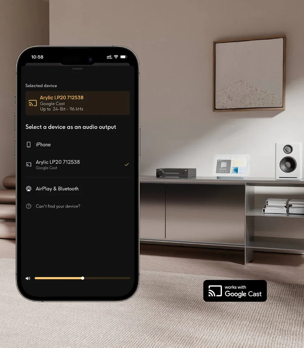 Фото Arylic LP20 Мультирум-аудиоплеер с беспроводной передачей звука, AirPlay 2, Google Cast, Spotify Connect, Bluetooth 5.4, HiFi-приемник для музыки №3