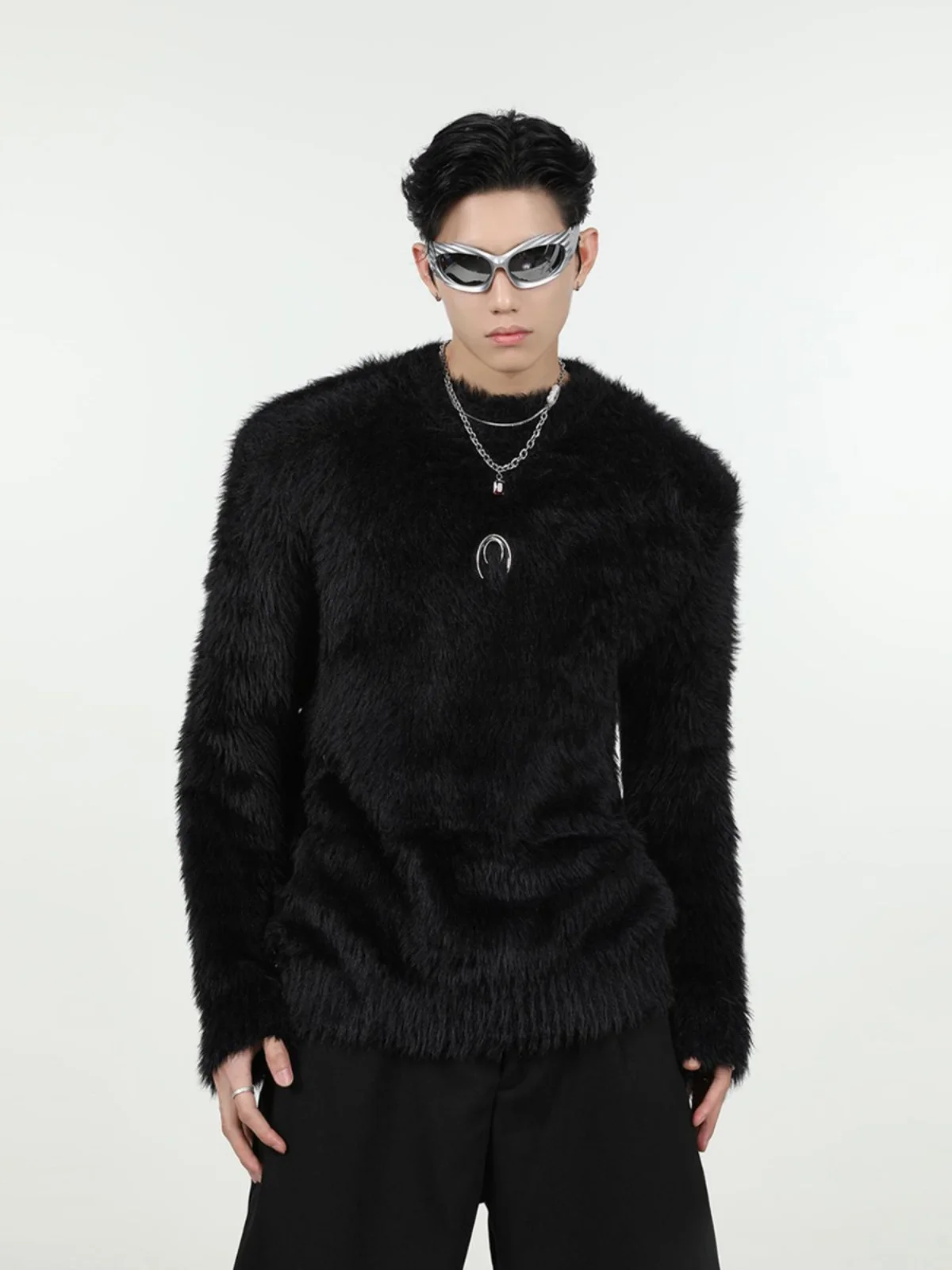 American Fashion Brand High-End Atmosphere Lazy Imitation Mink Woolen Knit Sweater Men's Profile Solid Soft Glutinous Loose Top