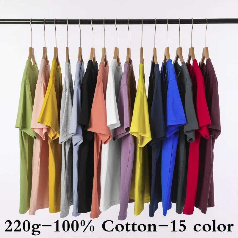 

2022 New summer men's 220g cotton Short sleeve T-shirt fashion street versatile couple loose sweatshirt teen student Tops S-4XL