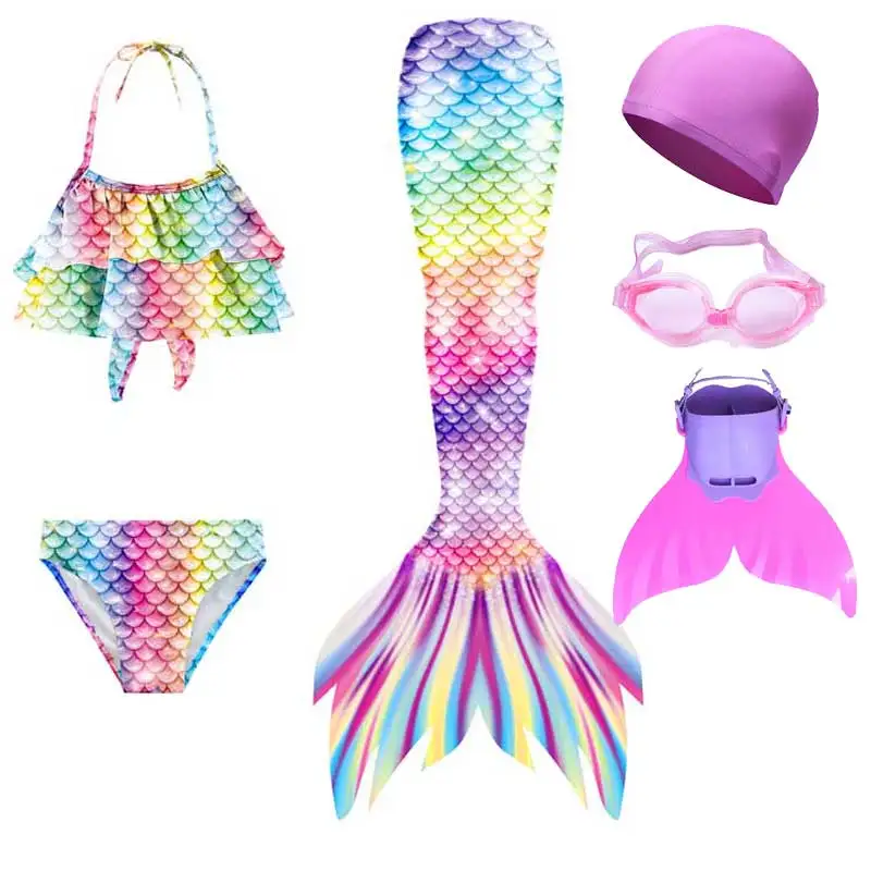 

New Princess Mermaid Tail Swimming Cosplay Girls Children Beach Pool Clothes Anime Little Mermaid Halloween Costume