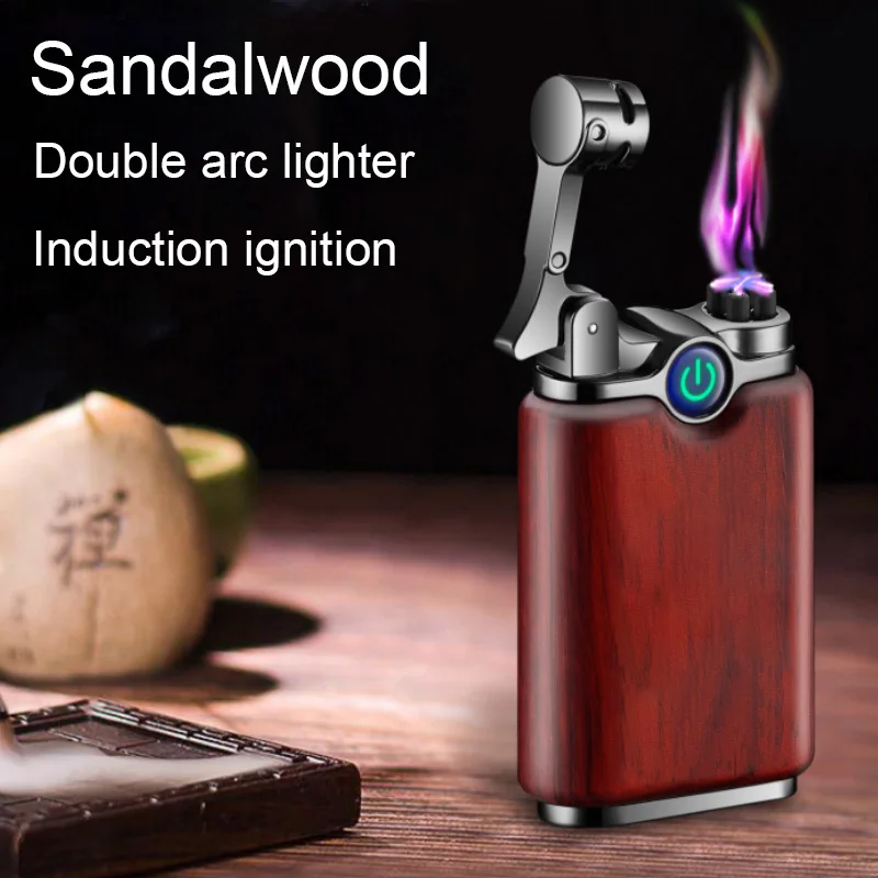 

Creative Sandalwood Windproof Cool Lighter Wood Luxury Cigarette Encendedor USB Rechargeable Flameless Veiper Eletronico Plasma