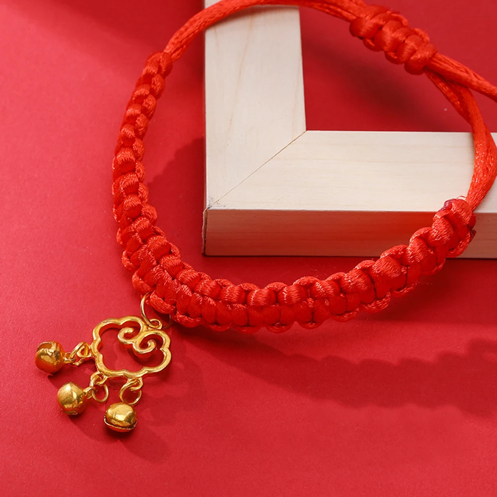 

Chinese Style Pet Collar With Bells Soft Comfortable Breathable Adjustable Size Hand Woven Red Rope Pet Neck Accessories