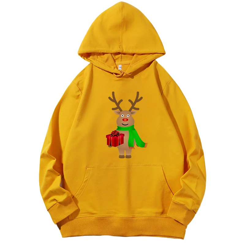 Cute Christmas Reindeer fashion Unisex graphic Hooded sweatshirts hoodies women cotton Spring Autumn christmas sweatshirt woman