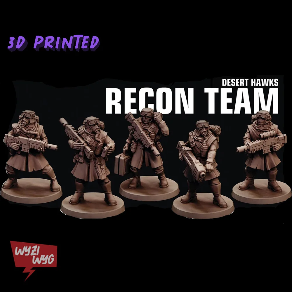 

Scout Team Miniature, Troops Figure, Grimguard Desert Hawk, Recon, HD 3D Printed Resin Model, Action Proxy Tabletop Wargame DnD