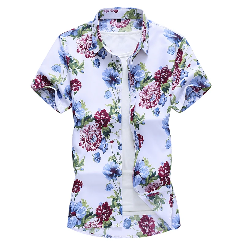 Mens Short Shirts 2023 New Arrival Summer Fashion Flower Hawaiian Shirt Men Casual Clothing Plus Size 5xl 6xl 7xl
