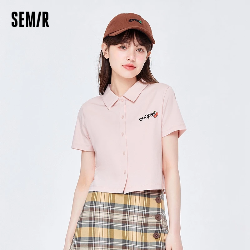 

Футболка Semir женская с коротким рукавом, короткий топ, милая и игривая рубашка-поло с принтом, стильный кардиган Bm, лето 2022