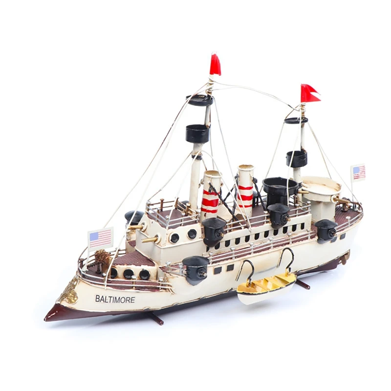 

Retro Simulation Warship Model Ornaments Iron Wheeled Cruiser Home Collection Decoration Decoration Boy's Gift
