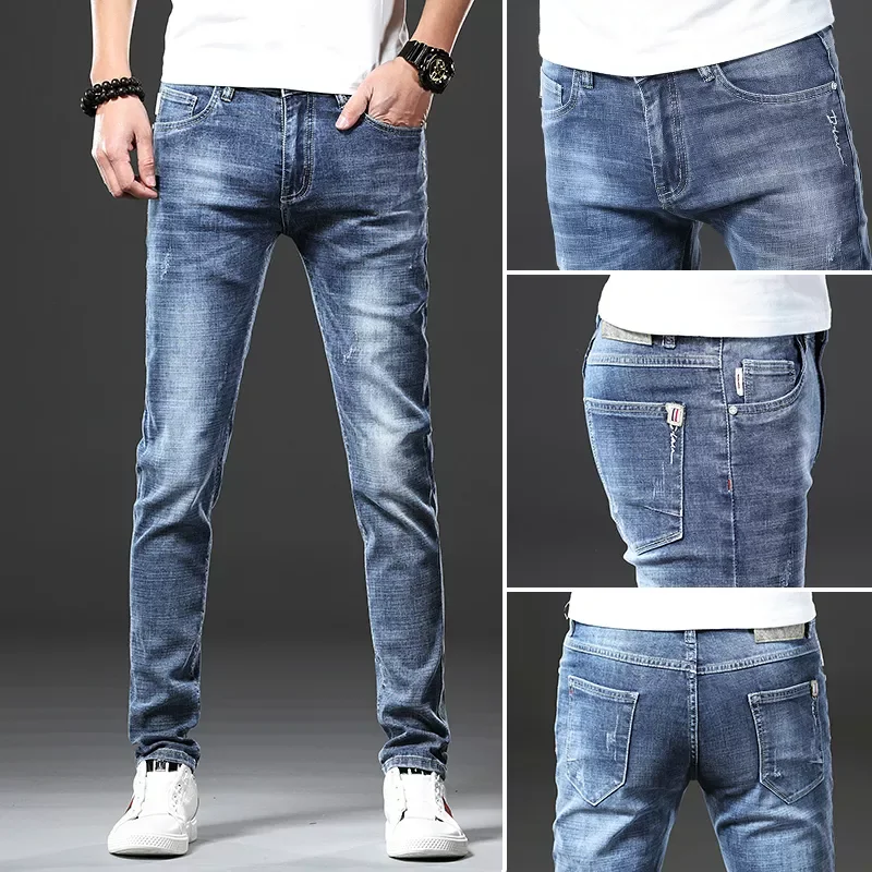 2022New Brand Skinny jeans men Slim Fit Denim Joggers Stretch Male Jean Pencil Pants Blue Men's jeans fashion Casual Hombre
