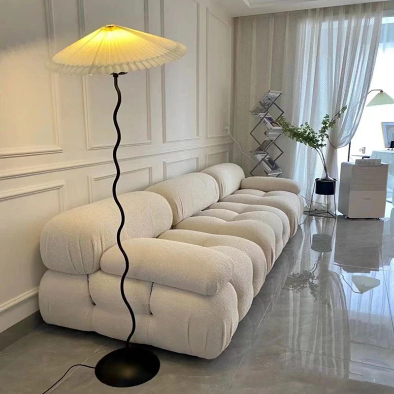 

Customized Italian Minimalist Tofu Block Sofa Medieval Furniture Lamb Velvet Simple Cream Wind Fabric Module Sofa Sofa Couch