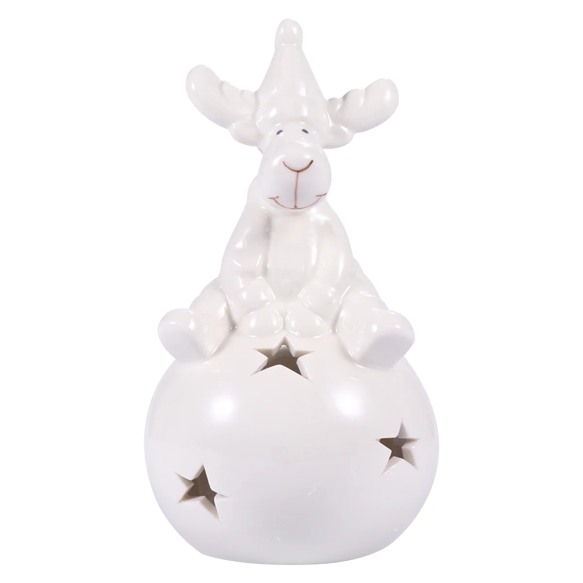 

1pc Creative Lovely Elk Pottery Christmas Candlestick Decorations (White)