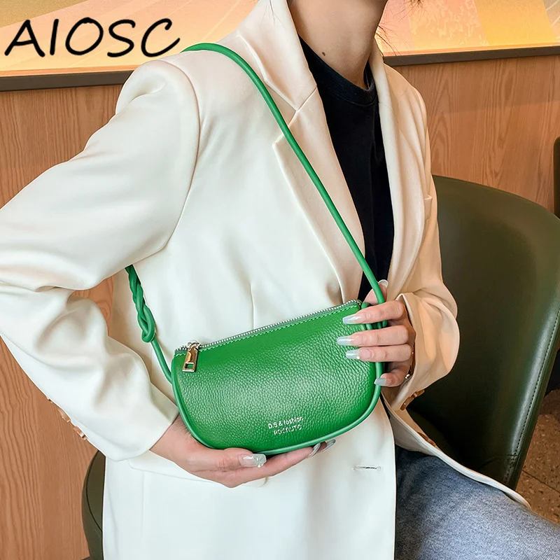 2022 New Women Genuine Leather Bag Fashion Versatlie Small Dumpling Bag Trend Ladies Luxury Casual Zipper Design Shoulder Bag