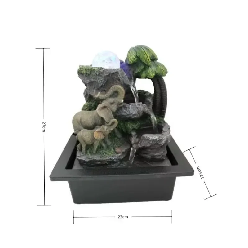 Пластиковый маленький квадратный фонтан в новом стиле настольный со слоном и
