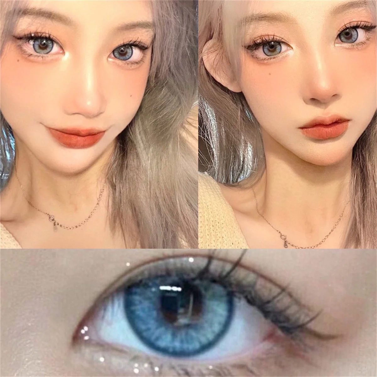 Серебристые пляжные синие цветные контактные линзы для глаз натуральные