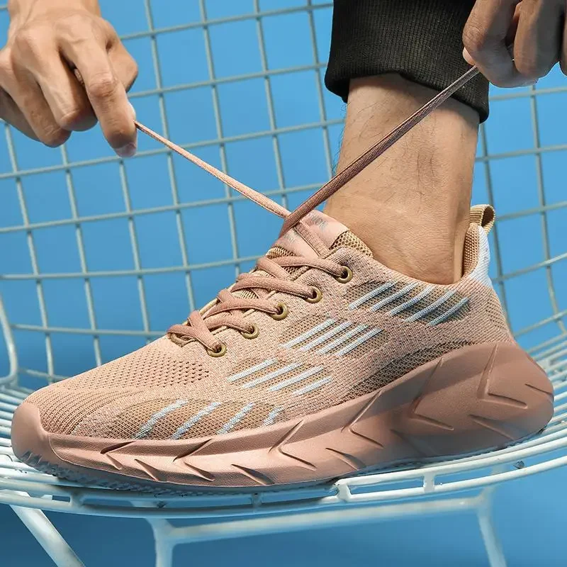 Мужские туфли с кокосовым узором льняные дышащие синего цвета Новинка лета и