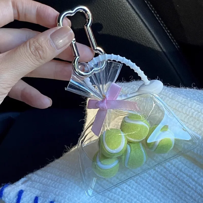 Милый спортивный мини-брелок с теннисным мячом зеленый цвет кулон брелок для