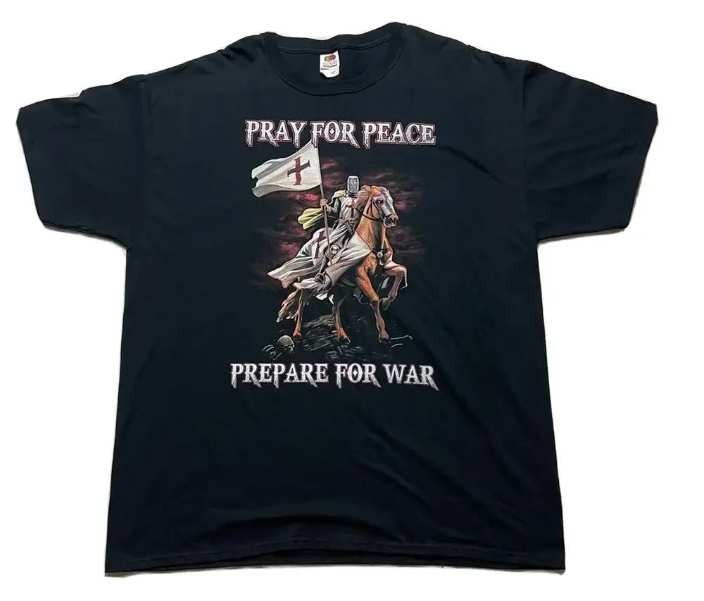 Молитесь за мир Приготовьте для войны. Футболка Knight Templar Crusader Motto 100% хлопок с