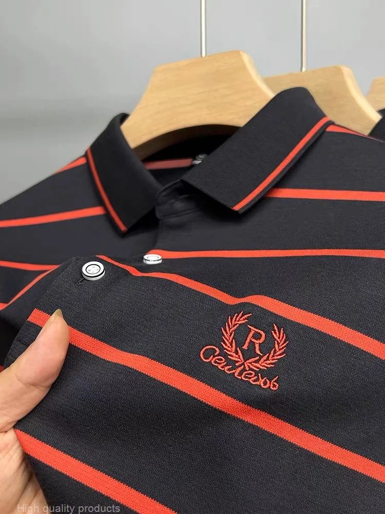 

Kaus Lengan Panjang Bordir Telinga Gandum High End Kemeja Polo Paul berwire Kerah Musim Gugur Pria Atasan Katun
