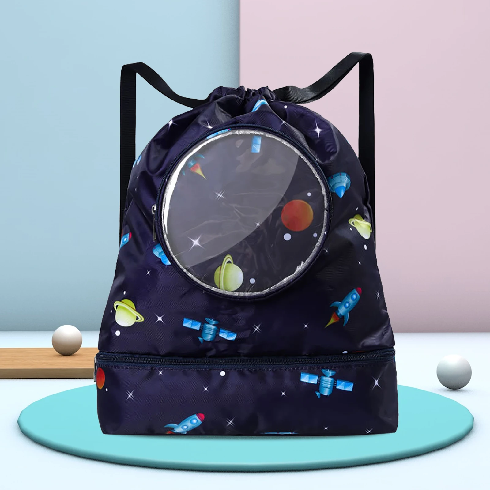 

Portable Kids Beach Bag Wet Dry Separation Bag Waterproof Drawstring Backpack Lightweight Swimming Beach Accessories